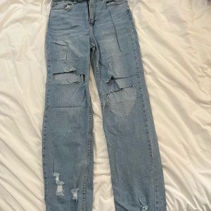 Straight leg high waisted jeans